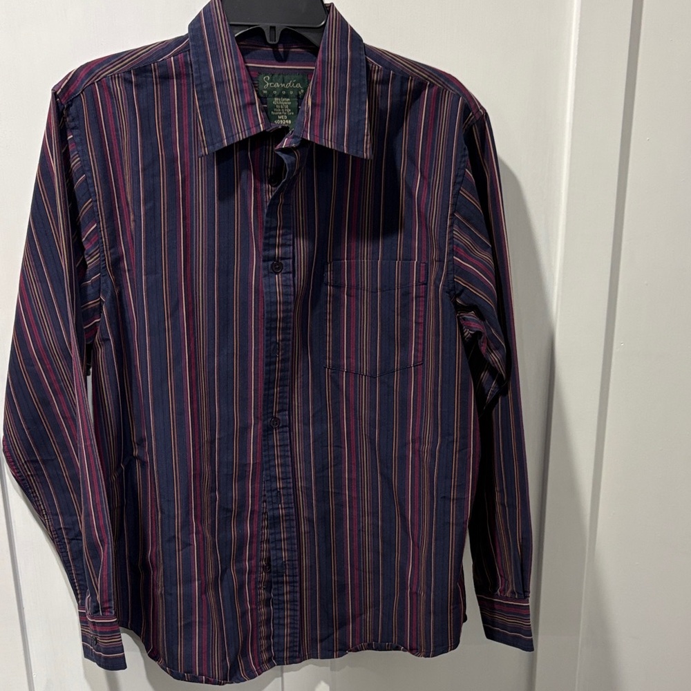 Scandia Woods Men's Long-Sleeve Purple Stripe Dress Shirt